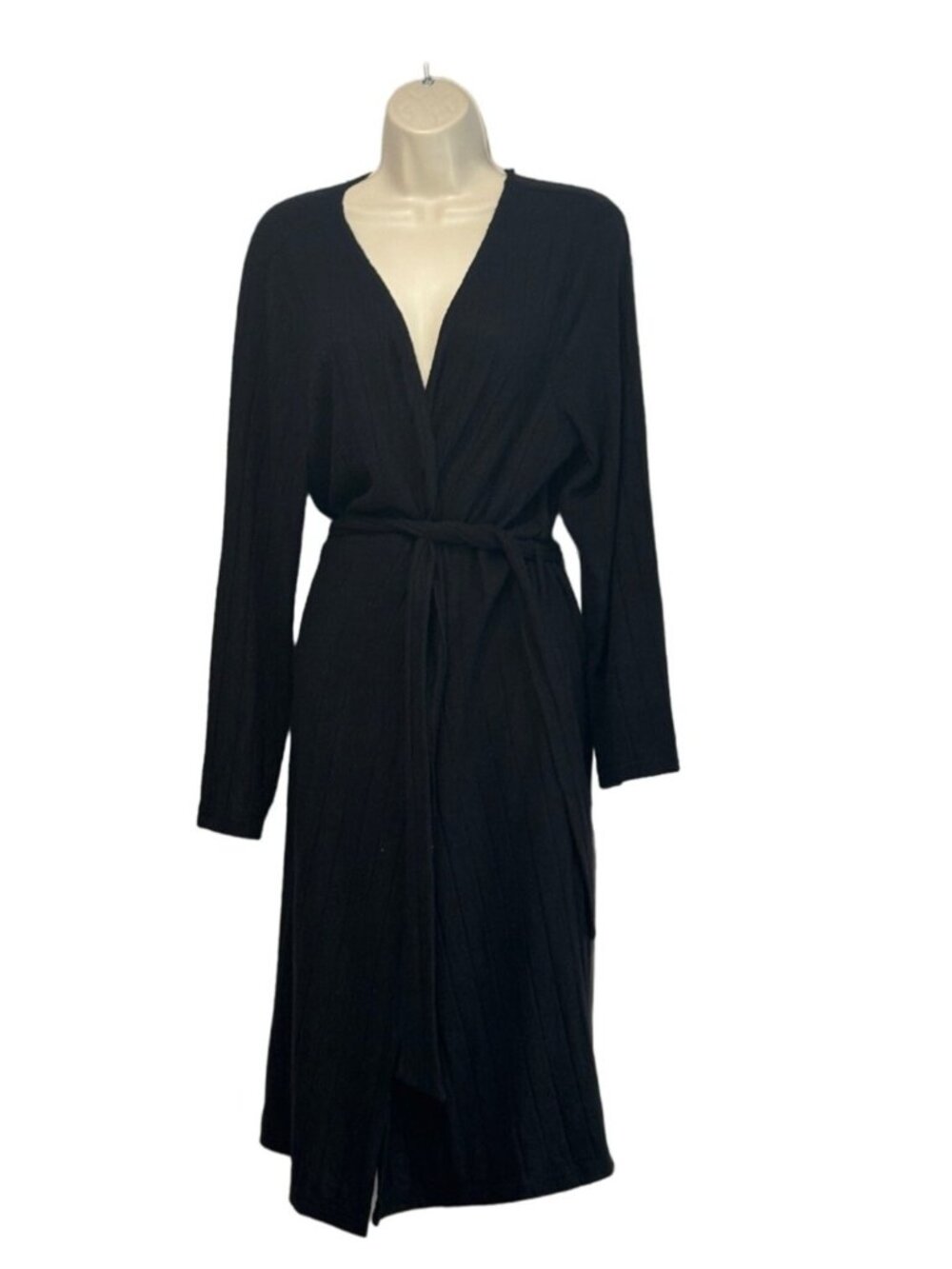 BP Women’s Knit Rib Robe In Black, S - Picture 3 of 13